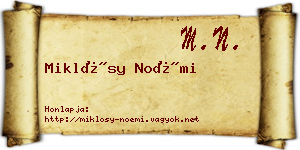 Miklósy Noémi névjegykártya